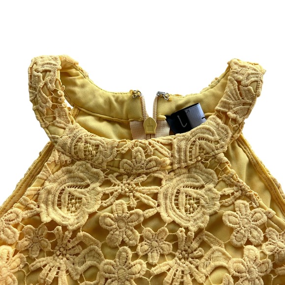 Lulus Women L Love Poem Yellow Lace Mini Dress Sleeveless Party Cocktail Elegant - Picture 5 of 16